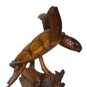 Beautiful EXTRA LARGE HUGE Hand Carved Wood Turtle Ocean Coral Statue